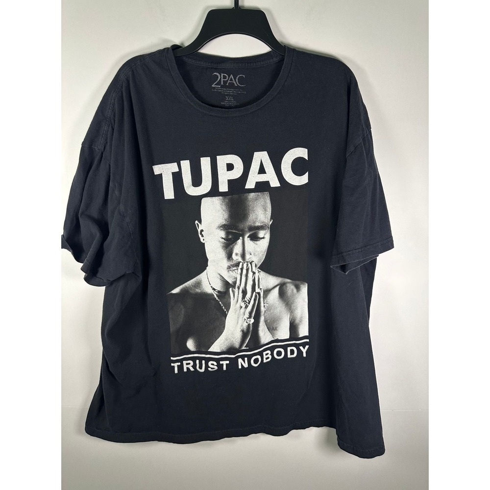 2Pac Graphic T-Shirt Mens 3XL Black Trust Nobody Cotton Rap Hip Hop Licensed Tee